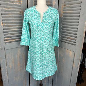 Jude Connally Megan Dress Jude Cloth Ikat Diamond Turquoise Sz S NWT